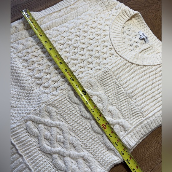 Madewell Patchwork Sweater Vest Cable Knot Oversized Boxy Soft Cotton Blend SZ S - Picture 7 of 9